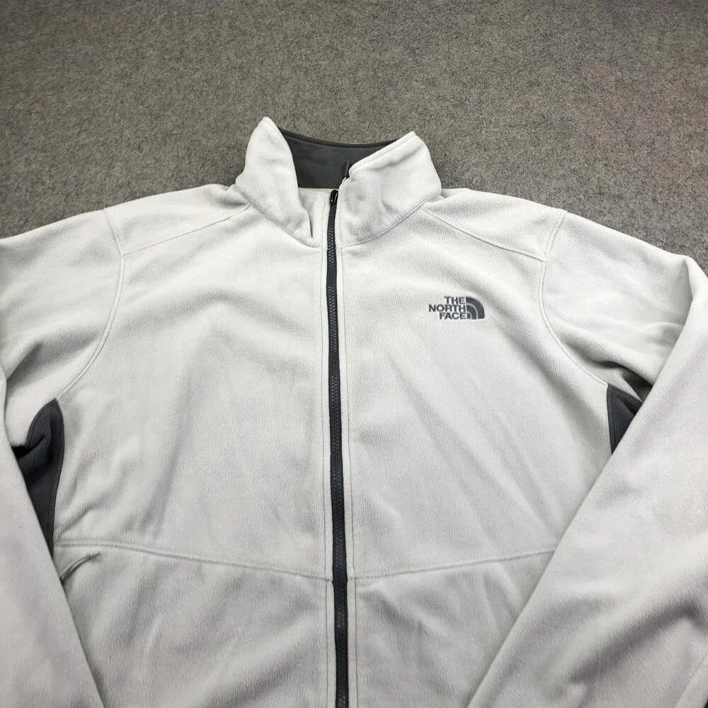 The North Face Jacket Mens XL Gray Fleece Full Zip Colorblock Hiking Outdoor